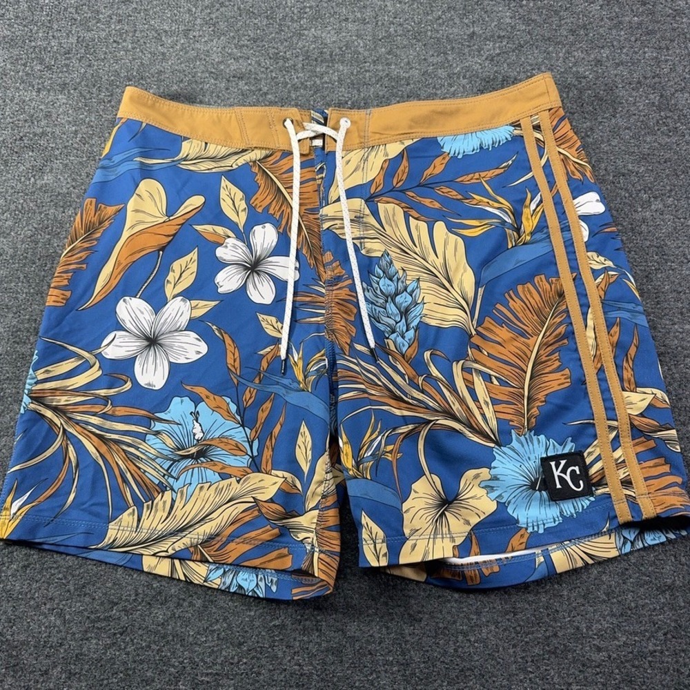 Hurley x 47 Kansas City Royals Phantom Board Shorts Mens 34 Blue Floral KC